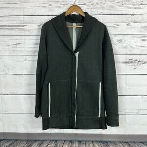 Lululemon Yin to my Yang Cardigan Sweater Womens 8 Gray Snap Front Jacket Long